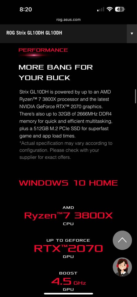 Asus Rog Strix GL10DH Gaming PC