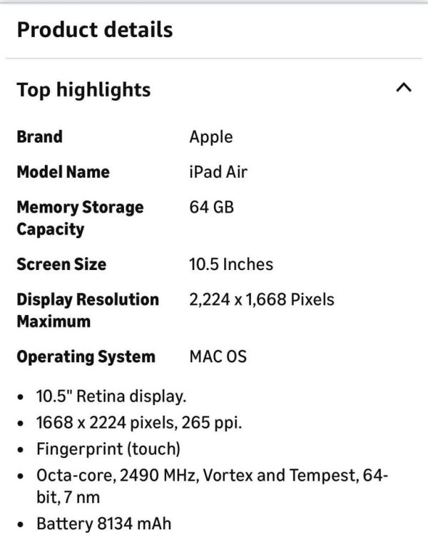 iPad Air 3rd generation, 64 GB, WiFi - GLITCHY BUT WORKS
