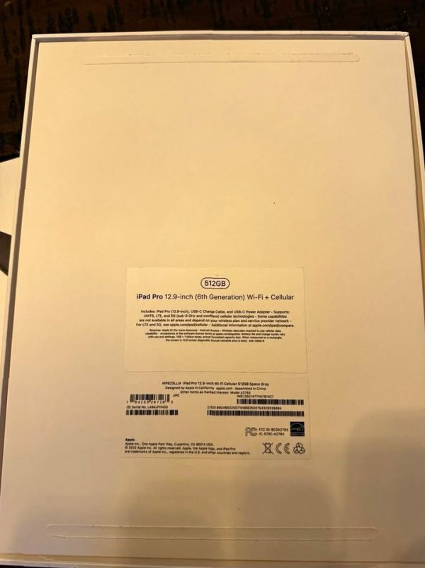 iPad Pro 12.9 6th Generation Space Gray 512GB unlocked wifi and cellular 8F18