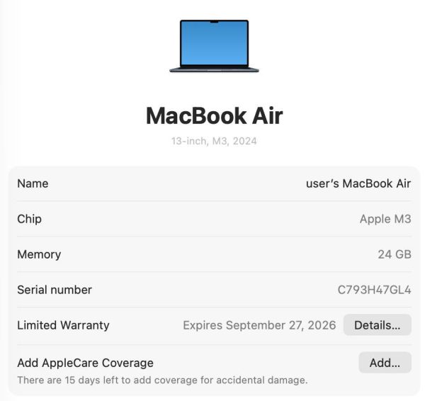 MacBook Air M3 laptop with 24GB RAM 1TB storage, Apple-certified refurbished. with a box and charge.