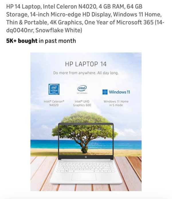 HP laptop 14 with Intel Celeron