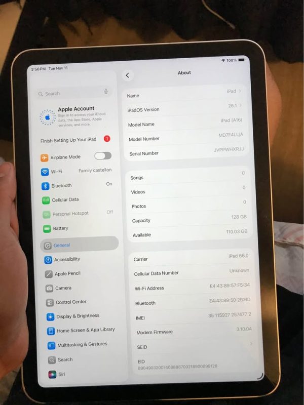 Ipad 11th gen (unlocked,128gb)