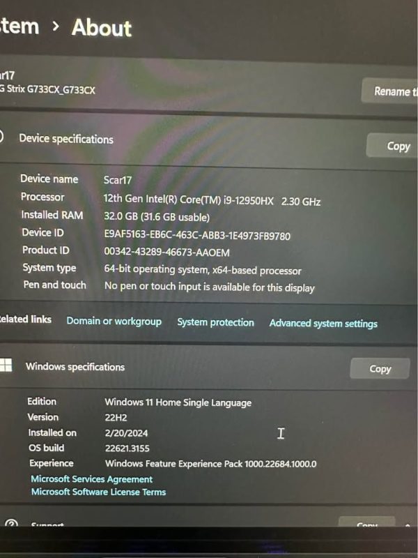 Asus Rog Strix Scar g733CX 3080ti