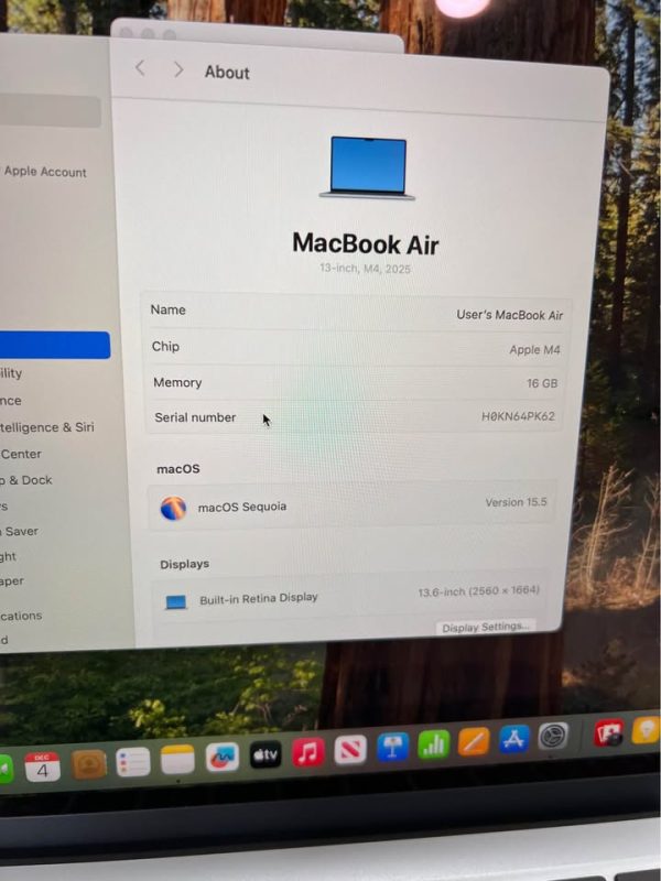 MacBook Air M4 Chip 2025 Apple Certified