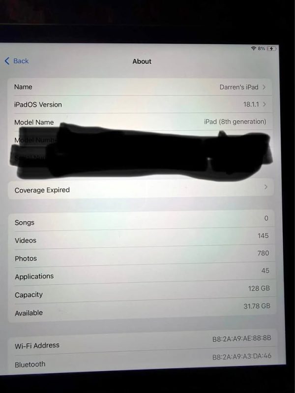 iPad 8th generation 128 gig