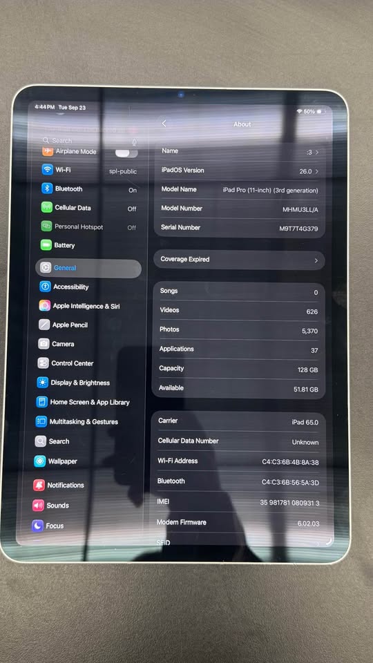 iPad Pro M1 11” 128GB Wifi+Cellular Unlocked (2022)