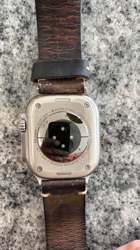Apple Watch Ultra 49mm Titanium Case with Brown Leather Strap