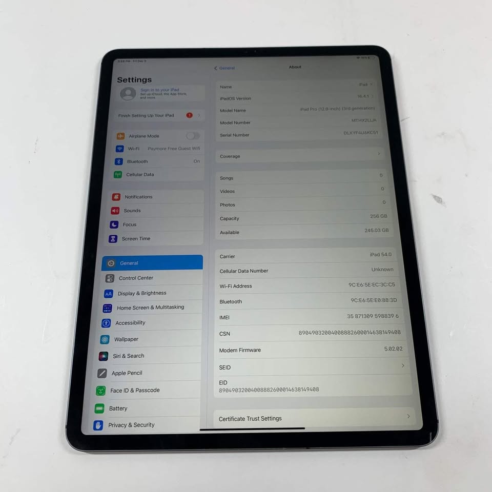 Unlocked Apple Ipad Pro 3rd Gen 12.9" 256gb Wi-fi +cellular Space Gray A2014 3 Unlocked Apple Ipad Pro 3rd Gen 12.9" 256gb Wi-fi +cellular Space Gray A2014