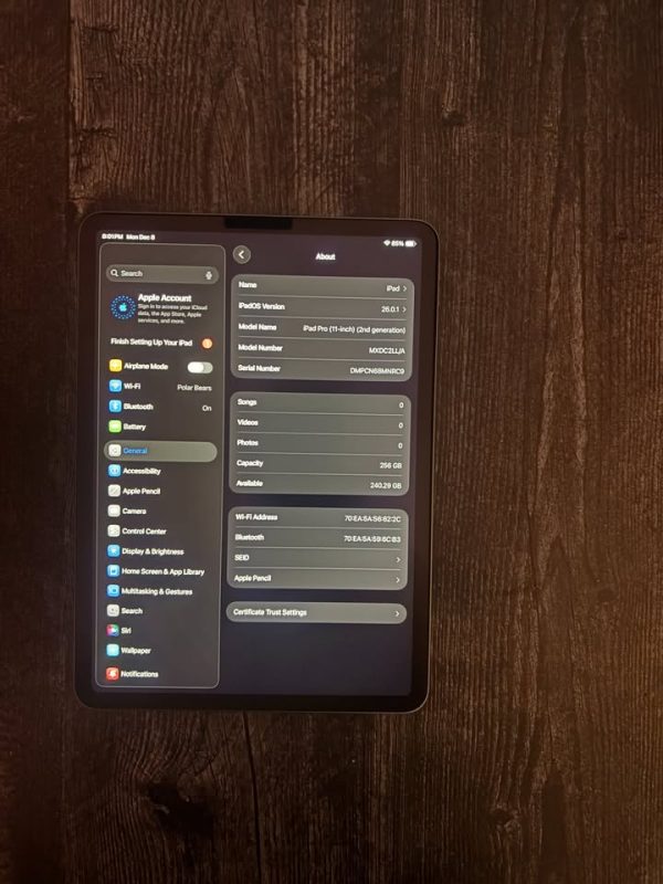 iPad Pro 11" 2nd Gen – 256GB, WiFi