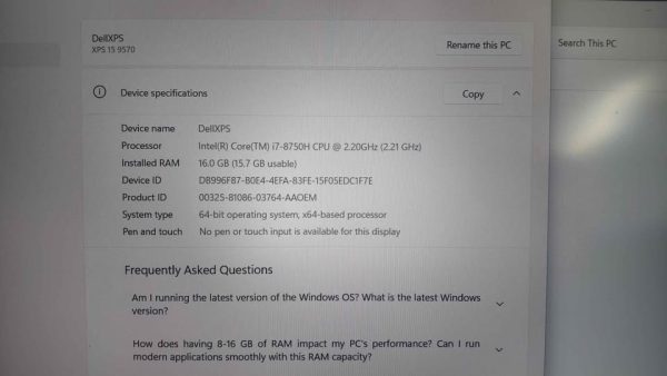 2018 Dell XPS 15 Laptop