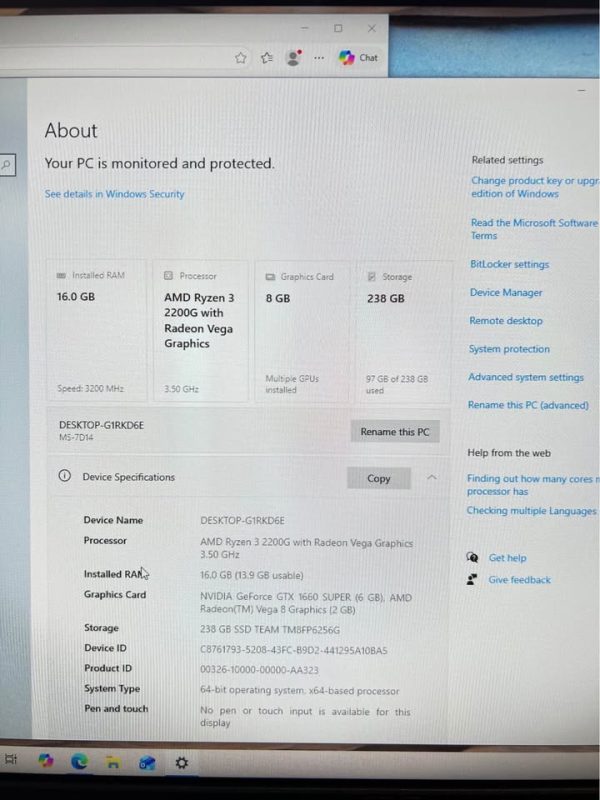 Desktop Computer 1660 Super 16gb Ram