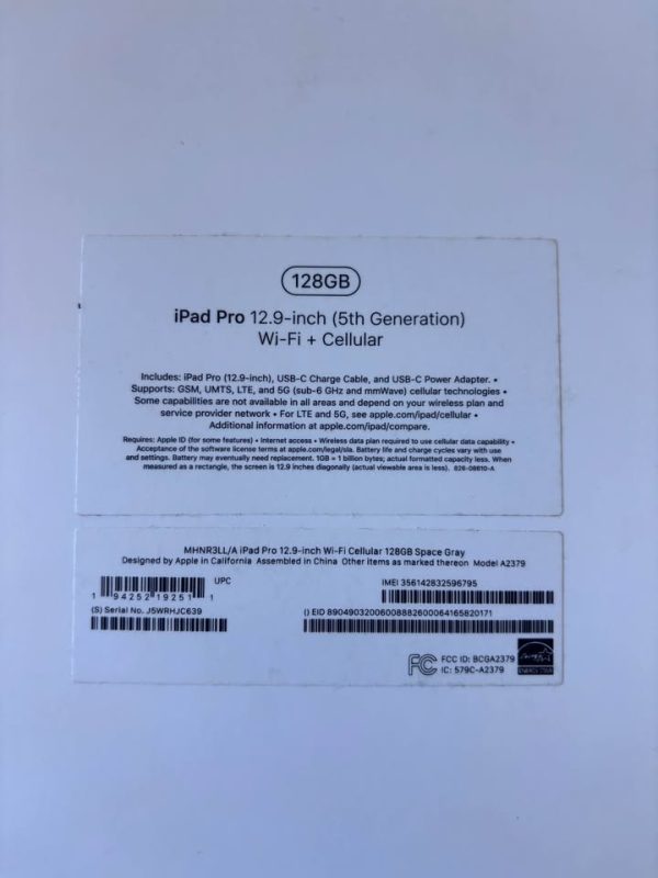 iPad Pro 12.9in - 5th gen - 128gb - WiFi + Cellular