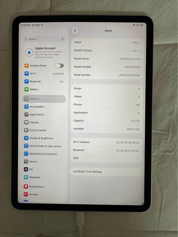 iPad Pro 11inch (2018) 1TB