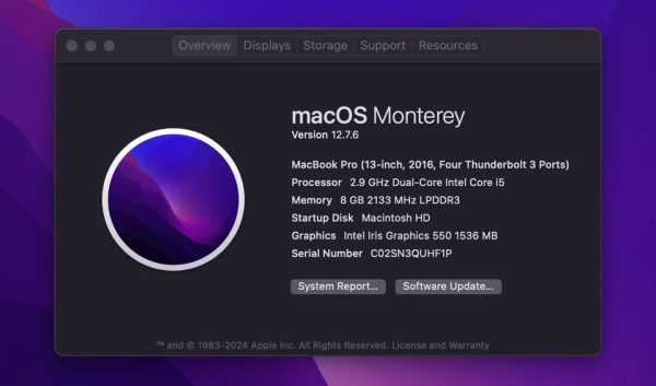 MacBook Pro 13 inch 2016 500GB