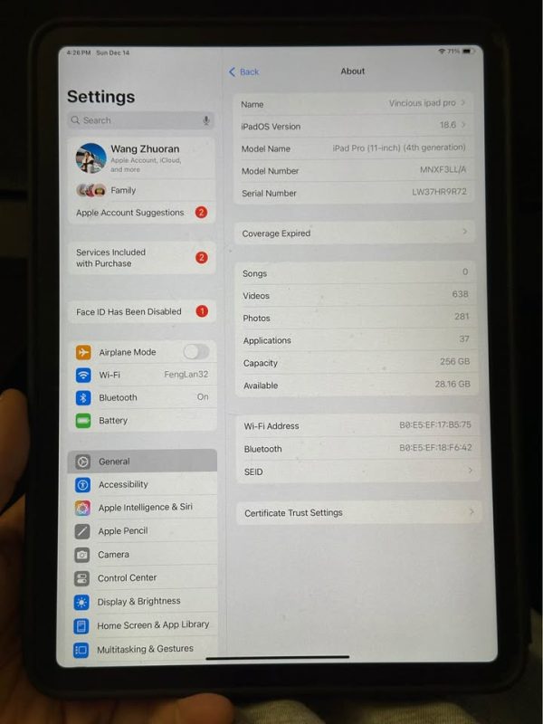 iPad Pro 11inch 4th 256 WiFi