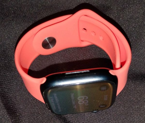 Apple Watch Series 7 (GPS, 45mm) Midnight Aluminum Case with Orange Sport Band