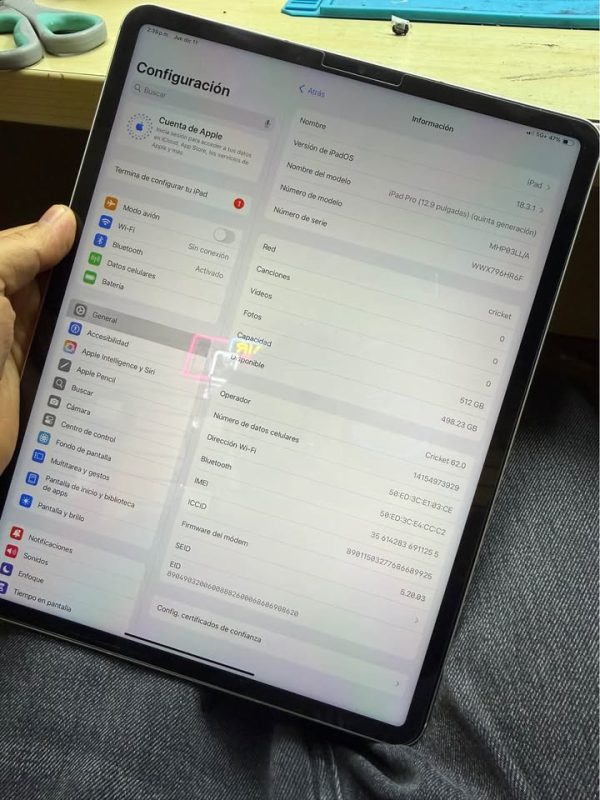 iPad 12.9 5Gen cellular and WiFi 512GB