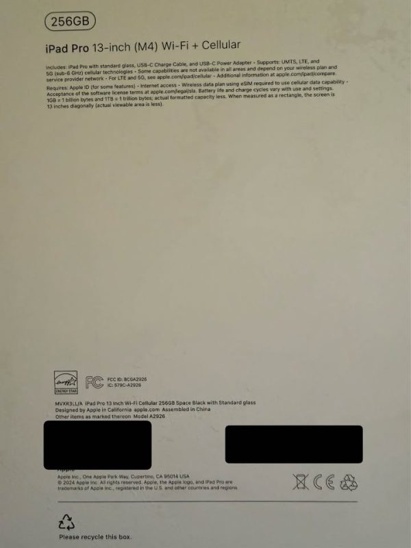 Apple 13 inch iPad Pro M4 chip Built for Apple Intelligence Wi-Fi + Cellular 256GB - Like New