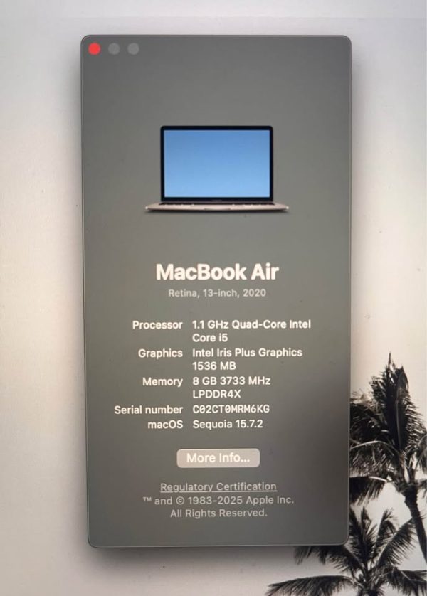 13” MacBook Air (2020, Intel i3, 512GB)